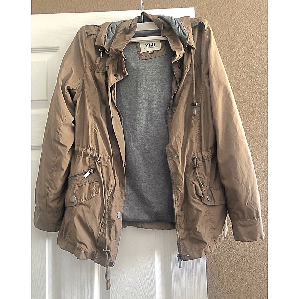 YMI - Hooded Cargo Jacket - Brown/Gray - Large